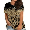 thumbnail image 2 of Staron Chemises Grande Taille pour Femmes Tunique à Paillettes Imprimé Léopard Col Rond Manches Courtes Blouse Décontractée Habillée, 2 of 6