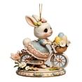 thumbnail image 3 of 4PCS Easter Decorations Acrylic Bunny Hanging Ornaments Mixed Set 3.15in Bicycle and Basket Designs, Spring Easter Decor for Home Tree Kids Easter Basket Stuffers, 3 of 9