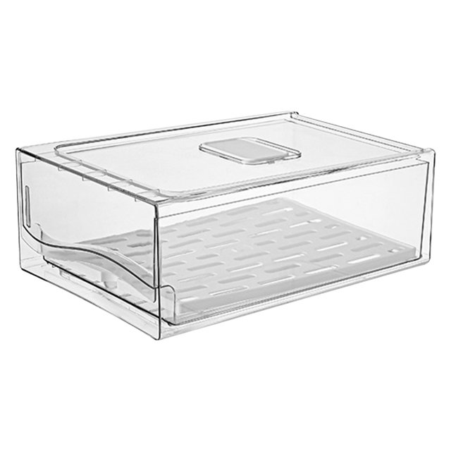 Caja de almacenamiento para nevera de cocina tipo cajón con bandeja de drenaje para almacenamiento de alimentos (L)