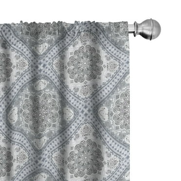 Ambesonne Turkish Pattern Curtains, Boho Neutral Swirls, Pair of 28"x84", Pale Mauve White Grey