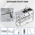 thumbnail image 2 of Garvee Double Bowl Utility Sink with Hot & Cold Faucet,Stainless Steel Kitchen Sink with Storage Shelves for Restaurant, Cafe, Bar, Hotel, Garage, Laundry Room, 2 of 7