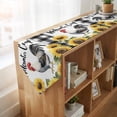 thumbnail image 4 of Black White Vintage Rooster Table Runner Linen Burlap Table Runner 70 Inches Long Sunflower Farmhouse Checkered Dresser Scarves for Kitchen Island Coffee Dining Party Wedding Holiday Decor 13"x70", 4 of 8