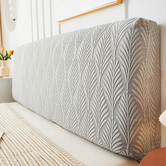 Nvzi Housse de Tête de Lit Motif Tridimensionnel 1 Pce, Entièrement Enveloppée de Tissu Peluche, Dossier de Tête de Lit Doux, Housse de Protection pour Tête de Lit 120cm de long (Gris Clair)