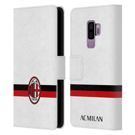 Head Case Designs Officially Licensed AC Milan Crest White Leather Book Wallet Case Cover Compatible With Samsung Samsung Galaxy S9+ / S9 Plus