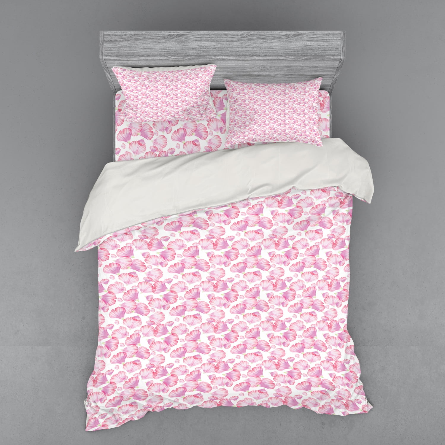 Watercolor Flowers Duvet Cover Set, Pastel Petals Romantic Rose Leaf