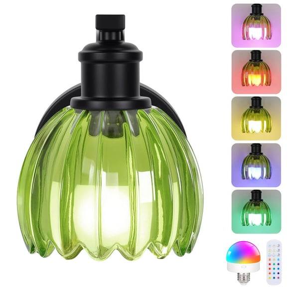 Lámpara de pared VerRon, 15 colores, cristal verde