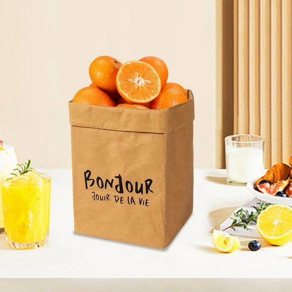 Bolsa de almacenamiento de papel Kraft lavable | Material natural impermeable espeso | Organizador de gran capacidad para plantas, frigorífico, cocina | Soporte amarillo duradero, de varios tamaños,