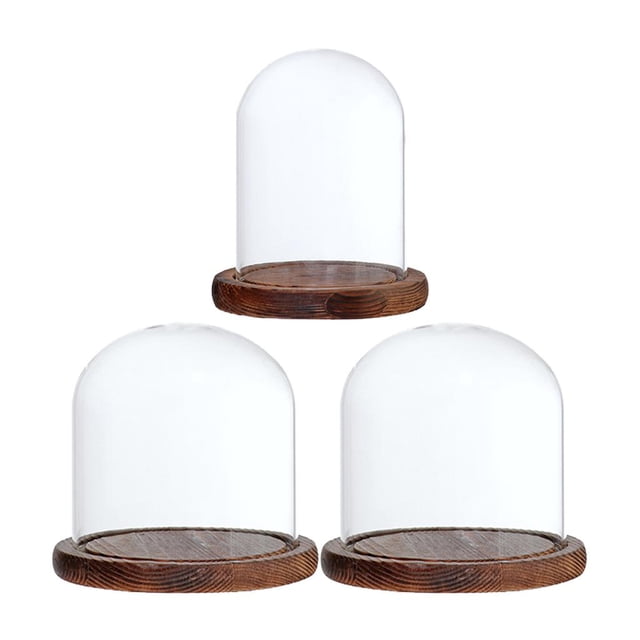 GUOOL Transparent Cloche Toys Container Terrarium with Base for Garden Display Decor 9x12cm 12x12cm