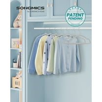 50-Pack Kids Velvet Hangers, 14x8 Inch Non-Slip Children's Hangers with Wide Shoulder Notches & Swivel Hook, Space-Saving Closet Organizers, Dove Gray