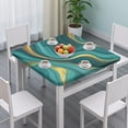 thumbnail image 3 of Teal Gold Marble Pattern Square Fitted Tablecloth with Elastic Edge,Square Table Cover,Washable Elastic Table Cover for Home Kitchen Party Decor 34"x34", 3 of 6
