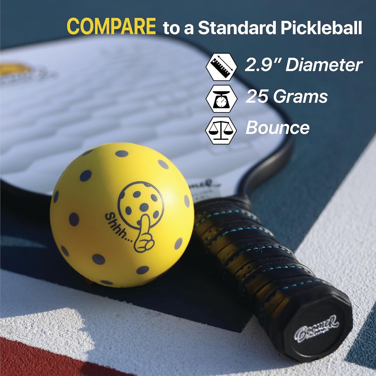 Boomer Quiet Foam Pickleballs for Practice, Low Noise Training Balls for Indoor or Outdoor Play, Durable Foam Design (pack of 6)