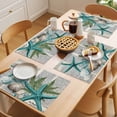 thumbnail image 5 of Coastal Teal Starfish Placemats Set of 8 Summer Ocean Beach Shell Pine Leaf Place Mats Indoor Wipeable Table Mats Washable Cloth Dining Table Placemats for Kitchen Holiday Party Home Decor 13x19 Inch, 5 of 9