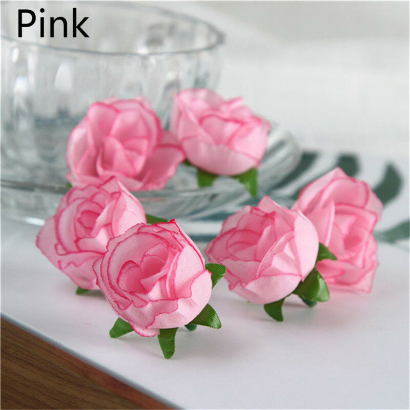 20 Pieces Small Silk Artificial Rose Bud Heads Fake Flower Craft
