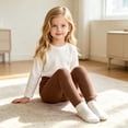 thumbnail image 7 of Hurxie Girls Ribbed Jersey Leggings Kids Warm Footless Tights Ruffles Knit Pants, 7 of 7