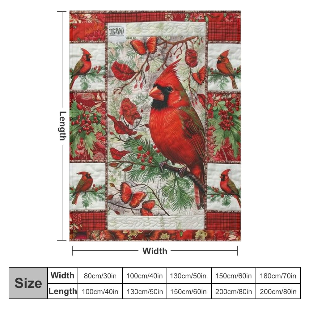 Patifu Cardinals Blanket Red Birds Throw Blanket Plush Blankets Bedding for Valentine's Day Christmas Day Soft Sofa Decor 50x60inch White