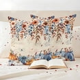 thumbnail image 3 of Fall Orange Blue Outdoor Waterproof Pillow Covers, Thanksgiving Floral Botanical Retro Decorative Square Throw Pillowcase Sofa Cushion Sham for Patio/Couch/Chair, 18"x18" 2 Pack, 3 of 8
