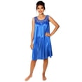 thumbnail image 2 of Women's Silky Feeling Sleeveless Sexy Nightgown with Sequins and Ribbon Roses, Royal Blue XL, 2 of 5
