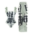 thumbnail image 2 of Jsaierl One Piece Bathing Suit Women High Waist 2 Piece Cute Print Strappy Swimwear Swimsuit with Chiffon Cover Up Wrap Long Skirts Set, 2 of 5