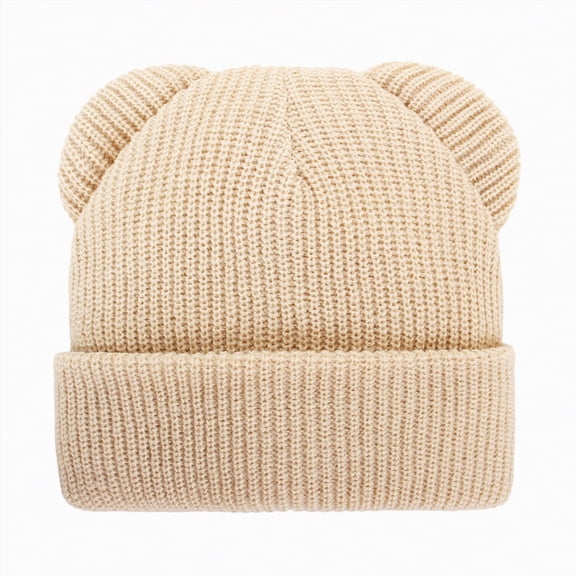 CAICJ98 Toddler Boy Winter Beanie Baby Knit Hat Warm Girl Beanies Newborn Cute Hats for Kids 3-8 Years,Beige