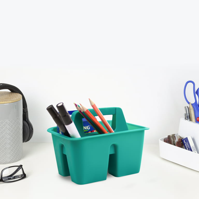 Pen+Gear Plastic Caddy, Desktop Craft and Hobby Organizer, Emerald Green,  6-Pack 