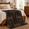 thumbnail image 6 of Ravens And Glowing Lanterns In Ornamental Frames, Soft Flannel Blanket with ornate dark Ornamental Damask Print, Housewarming Gift and Home Decor for Bedroom and Living Room, 6 of 7