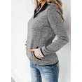 thumbnail image 2 of Chandails en Molleton à Manches Longues pour Femmes Col Quart 1/4 Zip Pull Décontracté Uni avec Poches (S-2TG), 2 of 6