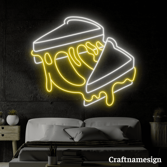 Craftnamesign Sandwich Cheese Neon Sign for Fast Food Shop Wall Decor