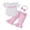 Pink, variant on Baby Toddler Girls 3Pcs Pants Sets 3 6 12 18 Months Short Sleeve Letter Embroidery Romper Plaid Flared Pants Headband