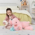 thumbnail image 4 of MorisMos 24" Pink Bunny Stuffed Animal Mommy Rabbit and 3 Baby Plush Toys, 4 of 8