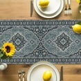 thumbnail image 4 of Boho Flower Table Runner, Blue Bohemia Geometric Tribal Ethnic Style Kitchen Table Runners Dress Scarves for Table Decorations Party/Restaurant/Indoor Outdoor Use, 18x72in, 4 of 9