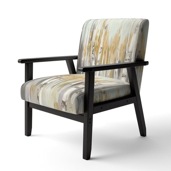 Designart "Silver And Yellow Birch Forest" Upholstered Cottage Accent Chair - Arm Chair