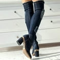 thumbnail image 5 of Mepaouo Womens Denim Over the Knee Thigh High Boots Heel Retro Long Stretch Sexy Fall Boots(Blue,8), 5 of 7