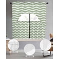 thumbnail image 3 of Sage Green Kitchen Curtains Swag Valance and Tier Curtains Set 24 Inch Length, Modern Abstract Waves Water Ripple Striped Rod Pocket Drape Panels Pair Swag Curtain for Bathroom/Cafe/Window, 3 of 6