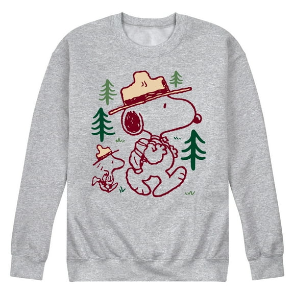 Peanuts - Snoopy Woodstock Hiking - Men's Crew Neck Fleece Pullover