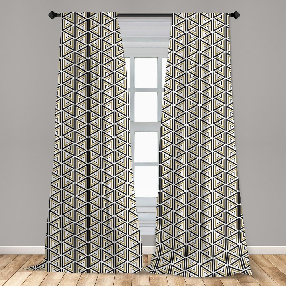 Geometric Curtains 2 Panels Set, Modern Art Triangle and Diamond