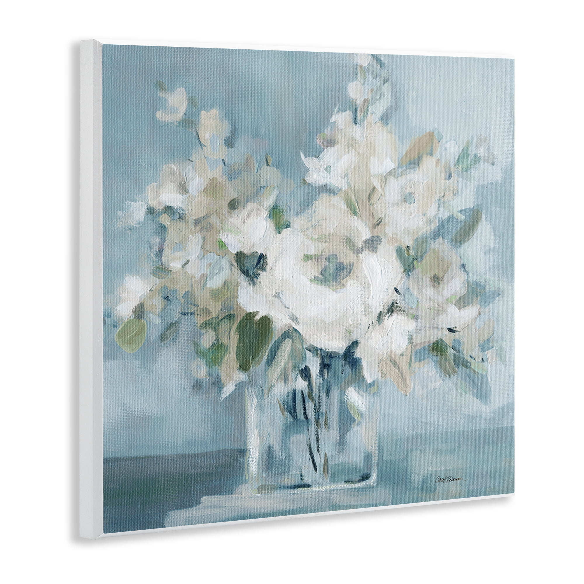 Stupell Industries Soft White Blossoms Vase Plants & Flowers Painting Unframed Art Print Wall Art, 12 x 12