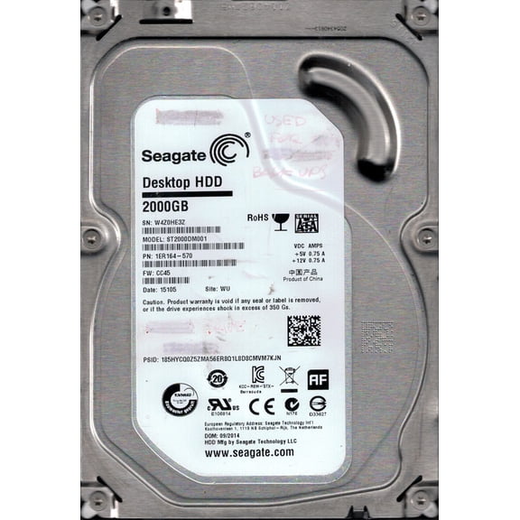 Seagate ST2000DM001 F/W: CC45 P/N: 1ER164-570 WU W4Z 2TB