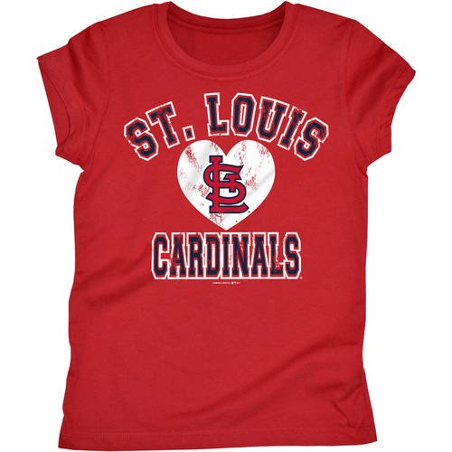 MLB St. Louis Cardinals Girls Short Sleeve Team Color Graphic Tee