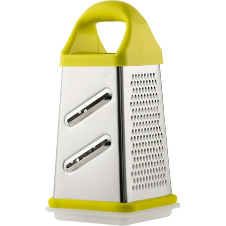 Stainless Steel 4 Sided Box Grater Vegetable Slicer - Multifunctional Shredder for Carrots Potatoes Cheese - Kitchen Mandoline Cutter for Salad Coleslaw Garnish - Ergonomic Non Slip Handle Compact