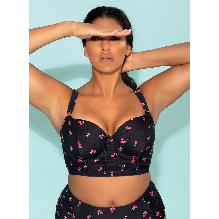 Women's Smart and Sexy SA625 Longline Underwire Bikini Swim Top (Sweet  Cherry 38DDD)