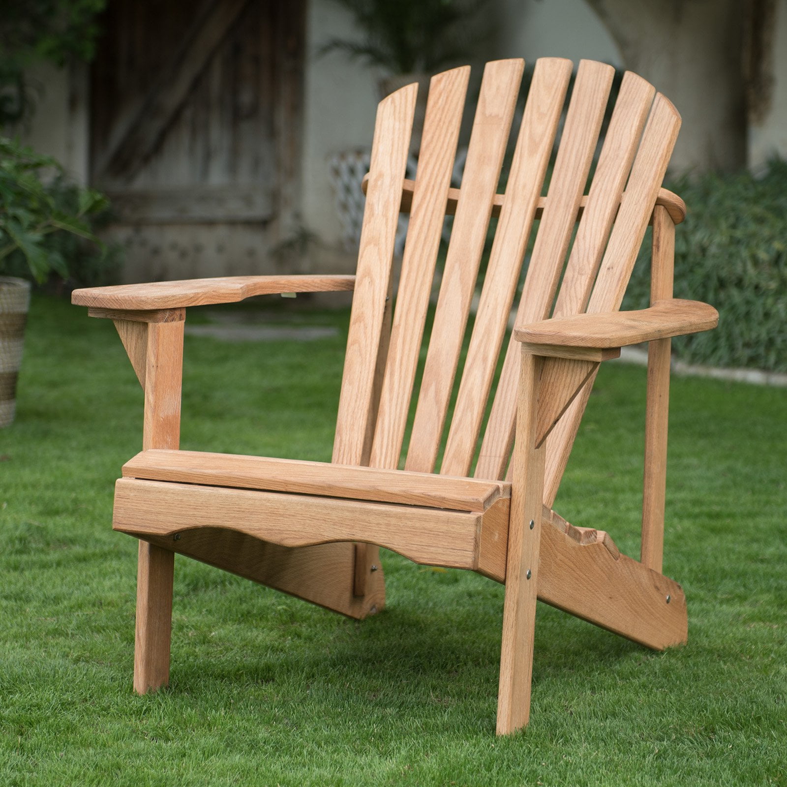 Belham Living Hampton Oak Wood Deluxe Adirondack Chair by 4 Seasons Global Inc