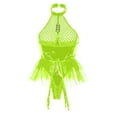thumbnail image 3 of HUPOM Womens Underwear Mid Waist Belt Jumpsuit Sleep Skirt on Clearance Green Size M, 3 of 5