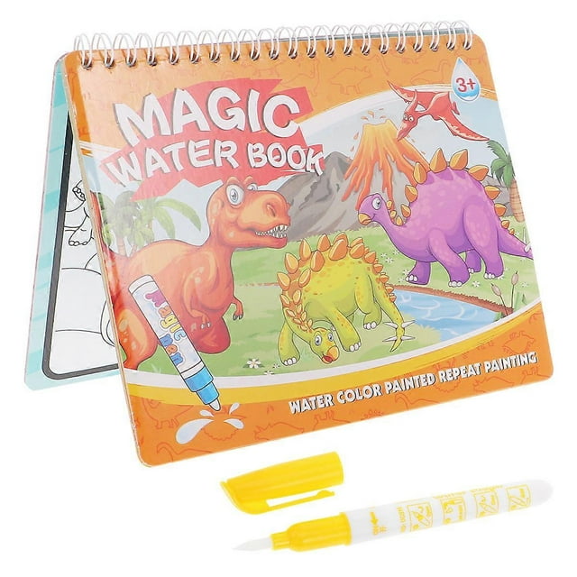 Dinosaur Water Book Reusable Coloring Book Graffiti Book Painting Toy with Pen for Kids Children Preschool
