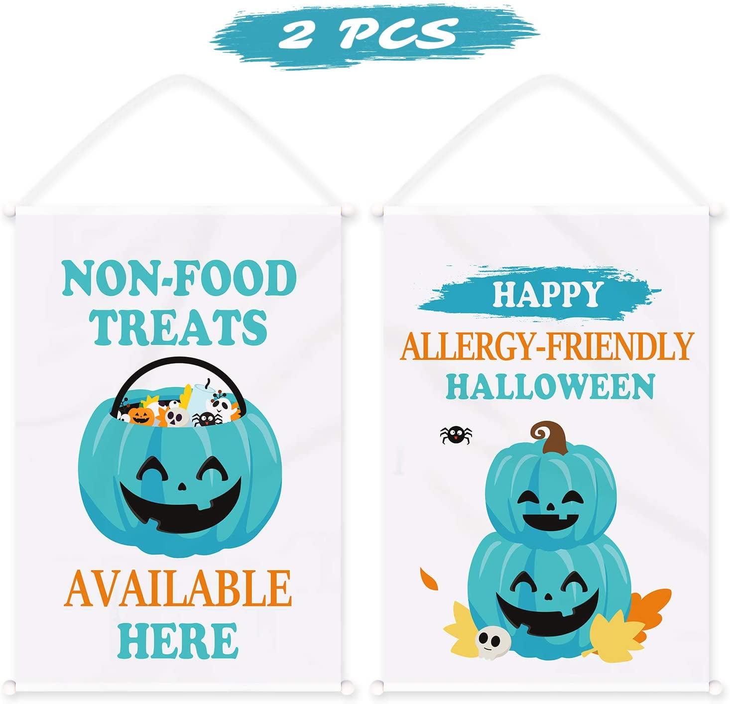 Teal Pumpkin Personalized Halloween Allergy Friendly Trick or Trinket Banner