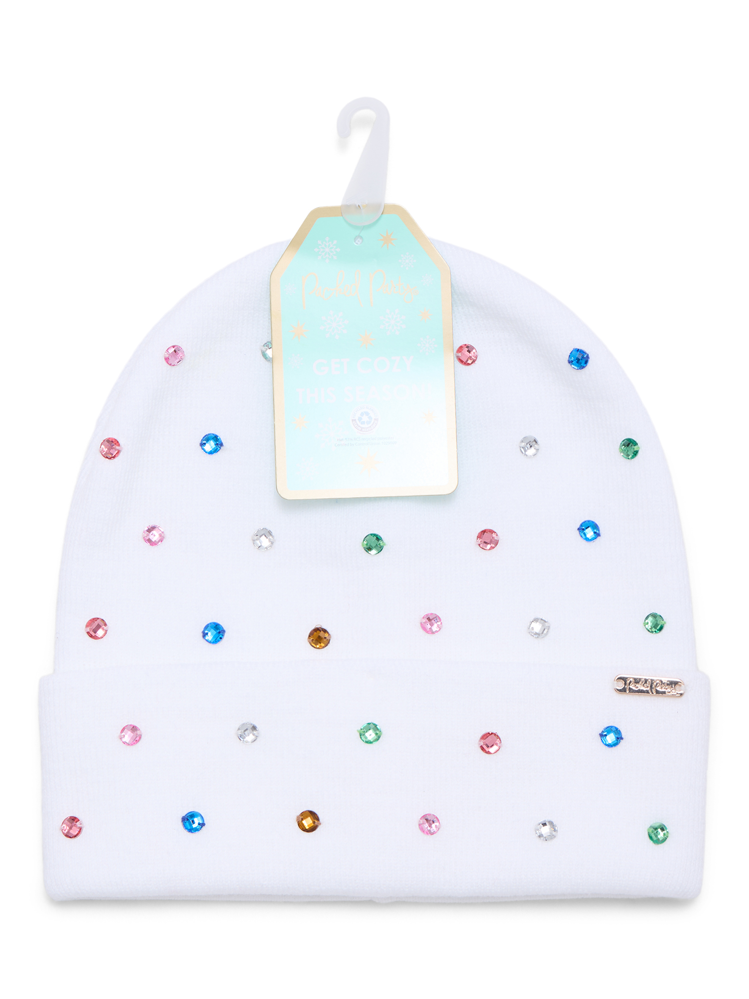 Packed Party Shine Bright Rhinestone Beanie, White