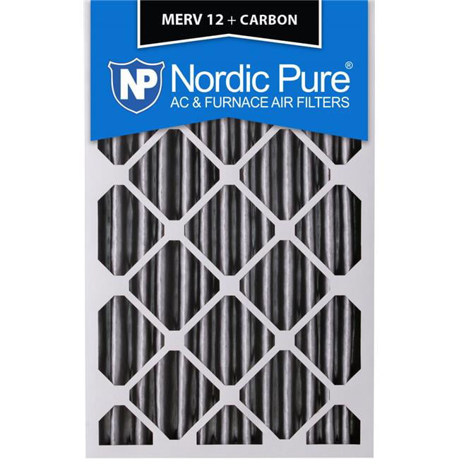 Nordic Pure 20x24x4 3-5/8 Actual Depth 6 Piece MERV 12 Pleated Plus Carbon AC Furnace Air Filters 20 x 24 x 4 