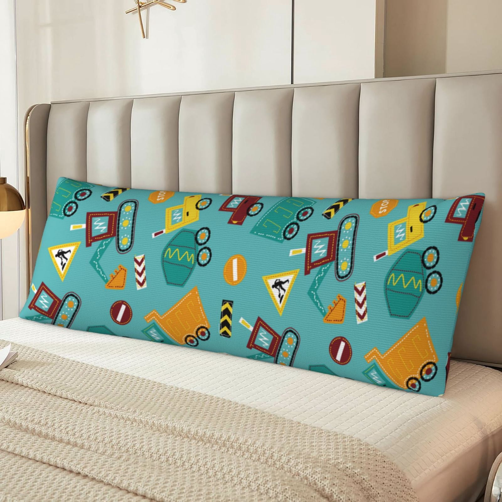 Naloa Trucks And Excavators Super Soft 20x60 Body Pillow Case,Long Side Hidden Zipper（PILLOWS ARE NOT INCLUDED）