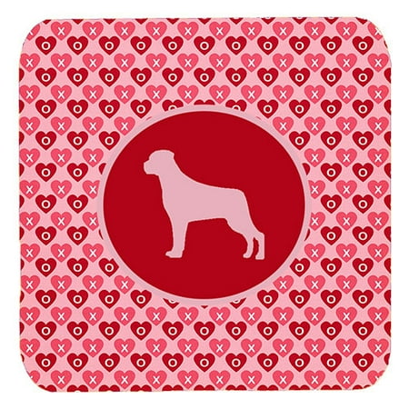 Heart Rottweiler - Set of 4 Rottweiler Valentine Hearts Foam Coasters