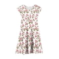 thumbnail image 4 of Bainana Girls Flutter Sleeve Floral Print Tiered Dress Fashionable Crew Neck Party Wear Youth Girls Summer Casual Playwear Party Outfit Pink Size 8-9 Years, 4 of 5