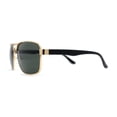 thumbnail image 4 of Mens Color Mirror Classic Rectangular Metal Rim Officer Sunglasses Gold Green, 4 of 4